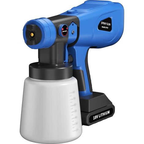 Pistolet à peinture en aérosol sans fil, adapté à la maison/à l'extérieur, peut être utilisé pour les murs, les clôtures, les voitures, etc., équipé de batteries et de chargeurs, de 4 buses / 3 modes 
