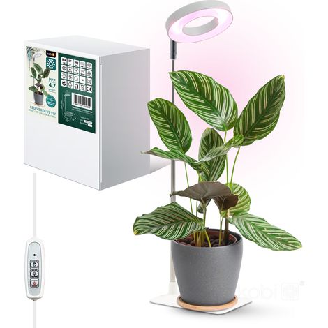 Lampe pour plantes LED ronde blanche 5 W dimmable avec minuterie USB Kobi VERDI V2 (1/5)