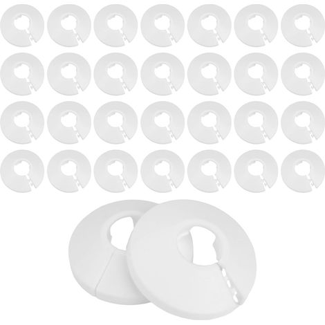 30 pcs Plomberie Rosace de Radiateur, Coffrage Cache Trou Tuyau,d'eau 16mm Rosaces Robinet Mitigeur Douche, Couvercle Blanc Solide Pipe, Colliers de Pipe en Plastique pour Tuyaux de Chauffage (1/5)