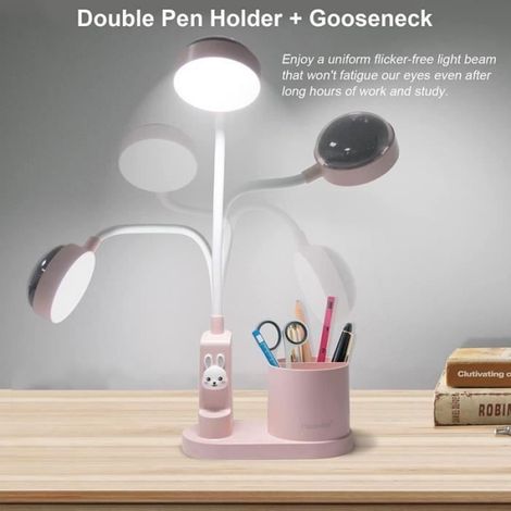 Lampe de bureau pour enfants avec porte-stylo Lampe de chevet à changement de couleur Lampe de lecture LED rechargeable Étiquette (1/4)