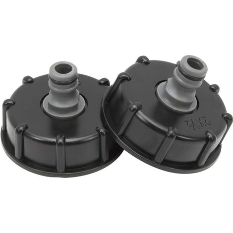 2 Pièces S60x6 IBC Bouchon cuve 1000l de Réservoir Raccord, 1/2" Diamètre de Sorti Raccord Mamelon 60 mm pour Vanne de Tonne, Tuyau D'arrosage 1/2" Raccord (1/5)