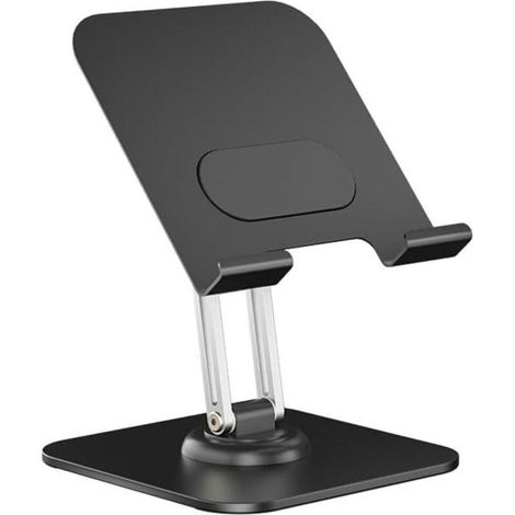 Support de tablette réglable et pliable, accessoire de bureau - Support de bureau universel rotatif à 360°, anti-stress - Aluminium noir (1/5)