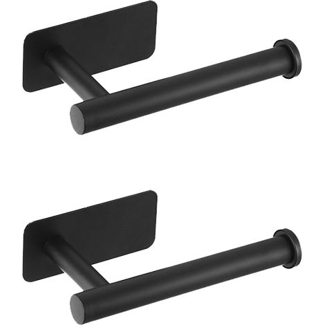 SIENTICE  2-Piece Wall-Mounted Toilet Paper Holder, No-Drill Paper Towel Holder, Adhesive Square Base [Black 16cm] Paper Towel Holder (1/4)