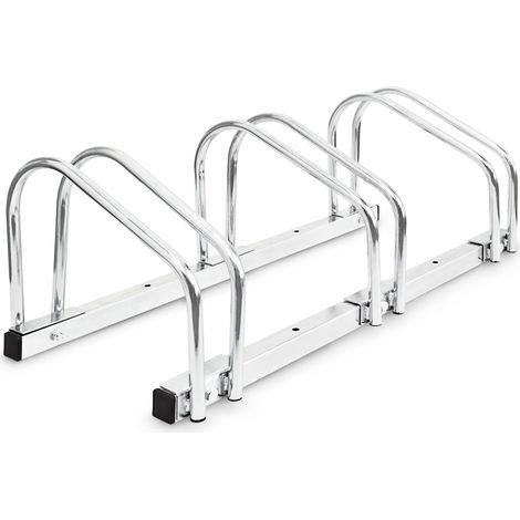 Relaxdays Fahrradständer, Für 3 Fahrräder, Boden- und Wandmontage, HBT: ca. 26 x 73 x 32 cm, silber