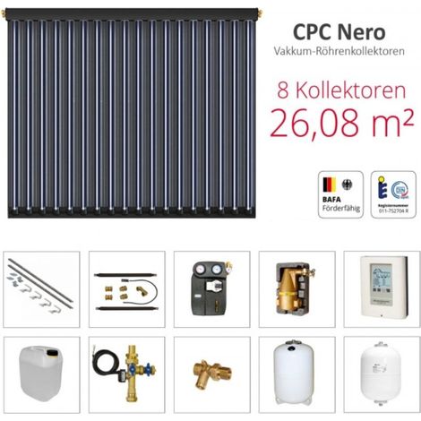 Solarbayer Komplettsolarpaket CPC NERO 8S Bruttogesamtfläche 26,08m² Vakuumröhre (1/5)