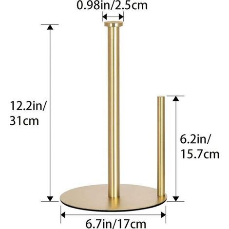 Porte-serviettes en papier doré pour rouleaux de papier essuie-tout standard et jumbo - Organisation de la cuisine et de la (1/5)