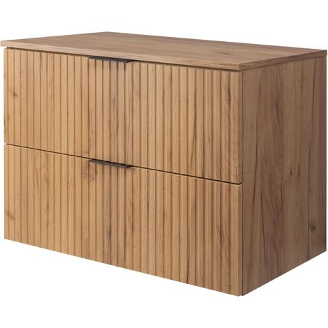 Mobile lavabo, Rovere Craft, 80 x 57 x 46 cm, maniglia nera + Piano (1/5)
