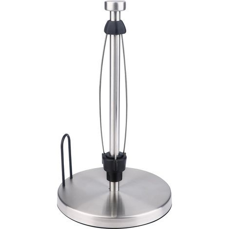 Porte-essuie-tout pour comptoir, support pour rouleau d'essuie-tout à une main avec base lestée et ventouses pour cuisine et salle de bain,argent (1/5)