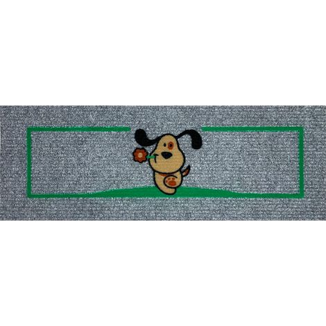 Zerbino Ingresso Salva Gradino Antiscivolo Assorbente Tappeto Piccolo Per Scale Interno Esterno Asciugapassi 25 x 70 Cm Prodotto Italiano Mod Aday CaneGrigio (1/5)
