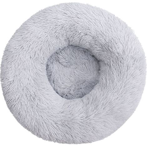 Panier/coussin pour chat en forme de donut, gris clair, diamètre 50 cm