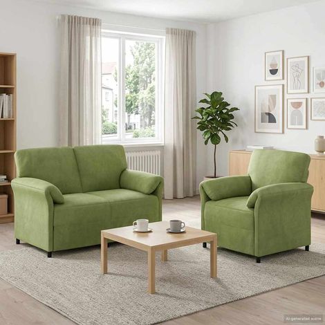 vidaXL Set di divani 2 pz Verde chiaro Velluto (1/5)