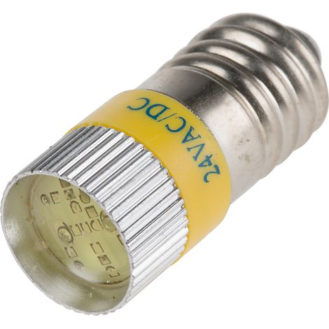 Voyant à LED Jaune, culot E10, 24V c.c. ( Prix pour 1 )