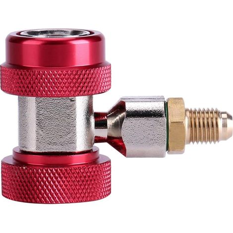 R134 A/C Low/High Quick Connector Set Air Conditioning Joint Connector Adapter Extractor Valve Manifold Gauge Low High Side Adapter (Red)