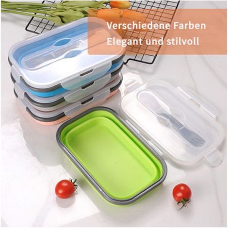 Boîte lunch silicone - 1 pièce, Rose pliable 900ml goûter adulte/enfant - Couleur rose Étiquette (1/5)