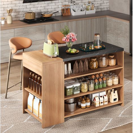 Table manger îlot central 140x60 avec rangement OKMYHOME (1/5)