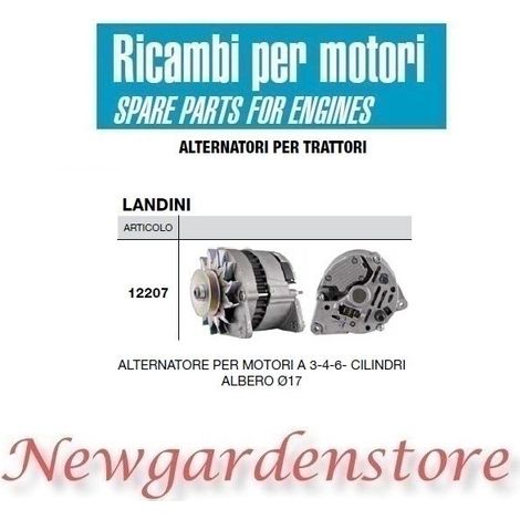 Alternador 12207 Motor tractor LANDINI 3 4 6 cilindros 14 voltios 70 amperios