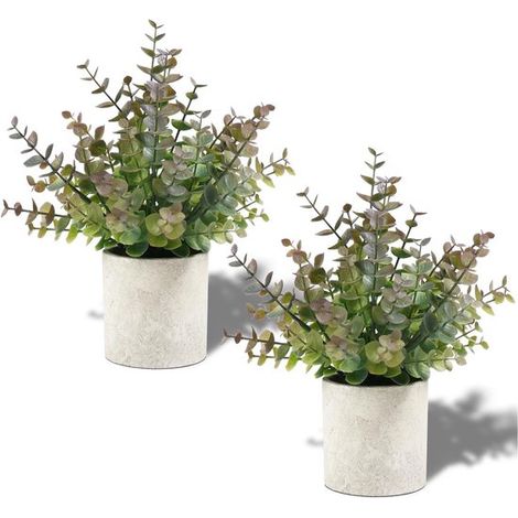 Juego de plantas artificiales - Plantas decorativas - Decoración de interiores - Vegetación sin mantenimiento - 2 piezas - Morado (1/5)