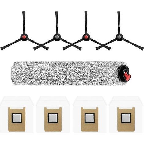 Sac à poussière avec brosse latérale et lingette pour balai à franges, compatible avec les aspirateurs Eufy Omni E25/E28. Pièces détachées et accessoires : sacs de rechange.