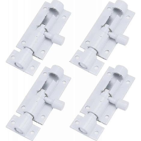 Verrou à barillet blanc en alliage d'aluminium, loquet coulissant de sécurité pour porte de 5 cm (2 pouces), avec vis, lot de 4 ISQ (1/5)