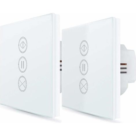 2x Interrupteur Volet Roulant Connecté, Ouverture Réglable, Commutateur Rideau Stores WiFi, Compatible avec Alexa Google Home pour Commande Vocale, Minuterie Intelligent Moteur Mural-- (1/4)
