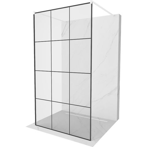 Mexen Kioto freistehende Duschwand 120 x 200 cm, Transparent/Schwarzes Design 8 mm, Weiß - 800-120-0 (1/5)