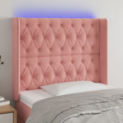 Tête de lit à LED,Panneau de lit,Pour Lit adulte,Décoration murale Rose 93x16x118/128 cm Velours XZZ211944 (1/5)