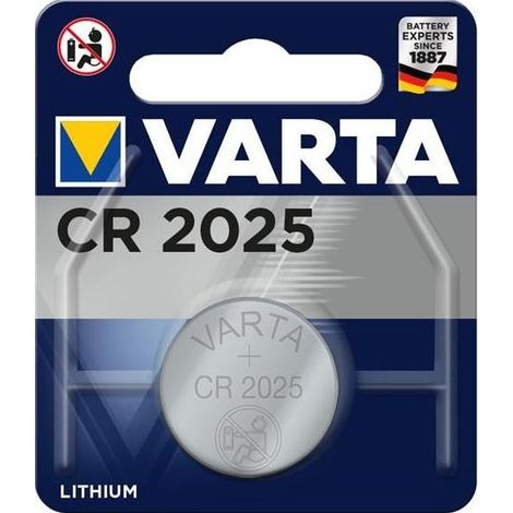Varta CR2025 Pila a Bottone al Litio 3V 165 mAh monouso diametro 20 mm altezza 2,5 mm