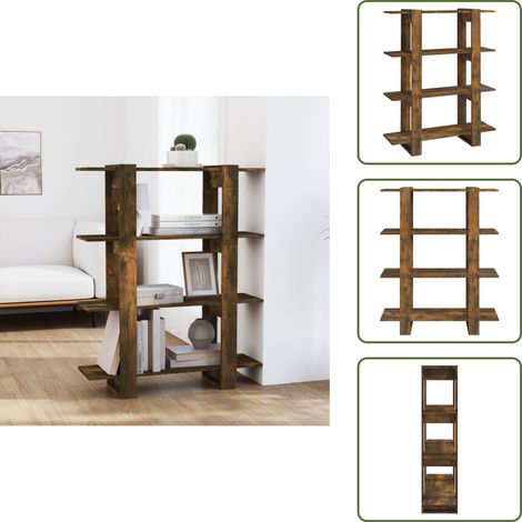 Bibliothèque/Séparateur de pièce Chêne fumé 100x30x123,5 cm - Bibliothèque - Meuble Rangement - Étagère - Séparateur De Pièce - Bibliothèque Moderne (1/5)