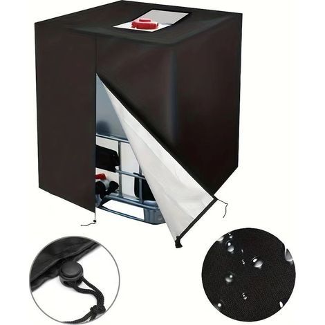 Lid for 1000 L bucket – UV-resistant polyester fabric – 120 x 100 x 116 cm – Black (1/5)