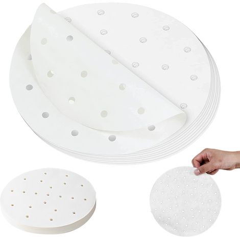 Lot de 100 feuilles papier cuisson, perforé, résistant chaleur 220°C, pour friteuse à air et four (1/5)