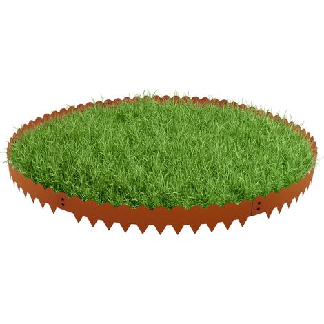 6 pièces Bordure de Jardin 102 cm L x 15cm H Flexible Bordurette de Pelouse Décorative Bordure de Gazon pour parterres fleuris et allées - 1 Paire de Gants de Montage Inclus - (Marron) (1/5)