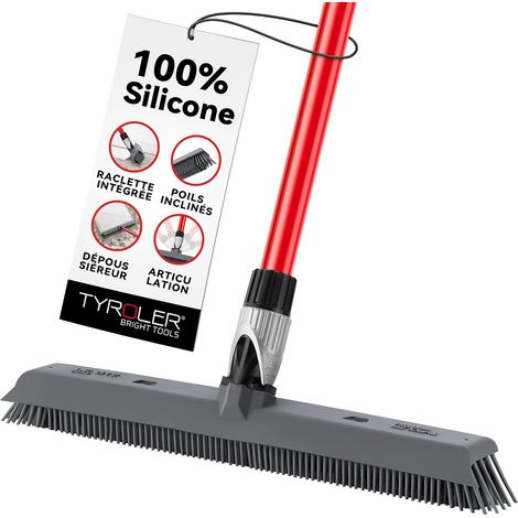 Balai Silicone & Raclette Sol  Tête De 41 cm Balai Bross Poils Animaux  Manche Anti-Rouille en 4 Parties de 140 cm pour Balais en Silicone Professionnel  Balais Nettoyer Sol (1/5)