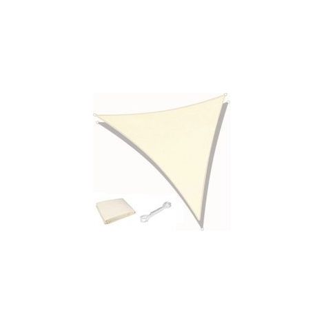 Voile d'ombrage triangulaire blanc cassé, 3 m x 3 m x 3 m, imperméable, 98 % anti-UV, 180 g/m², pour terrasse, jardin, fête (1/5)