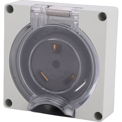 Prise verrouillable extérieure US 30A TT-30R, boîtier étanche IP55 PA66, contacts en laiton, pour usage en plein air (1/5)