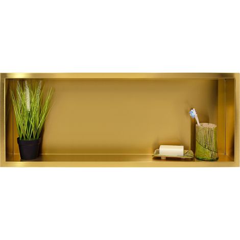 BALNEO - niche murale 90x30x7 cm dorée en acier inoxydable WALL-BOX - étagère de salle de bain (1/5)