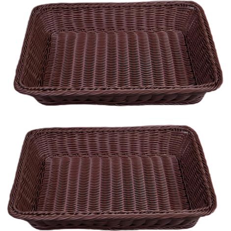 2pcs Corbeille à pain osier plastique rectangulaire corbeille panier à fruits organisseur de rangement Corbeille à œufs 30207CM (1/5)