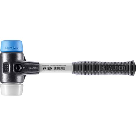 HALDER SIMPLEX TPE Weich-/Superplastikhammer mit verstärktem Tempergussgehäuse und Glasfaserstiel - D=50 mm - 3717.050 (1/5)