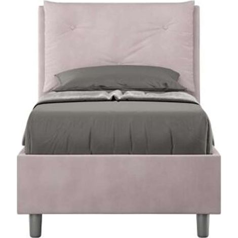 Letto singolo senza rete imbottito 90x190 microfibra glicine Appia (1/4)