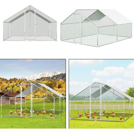 TolleTour Recinto para gallinas con parque vallado de 3 x 4 x 2 m, para pollos, con cerradura de seguridad y tela PE impermeable (1/4)