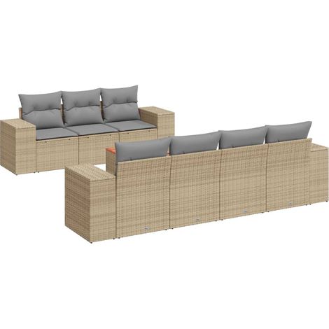 Maison Exclusive - Juego de sofás de jardín con cojines beige 8 p
