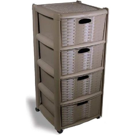 CASSETTIERA 4 CASSETTI L40 P40 H80CM RATTAN CORTECCIA MET