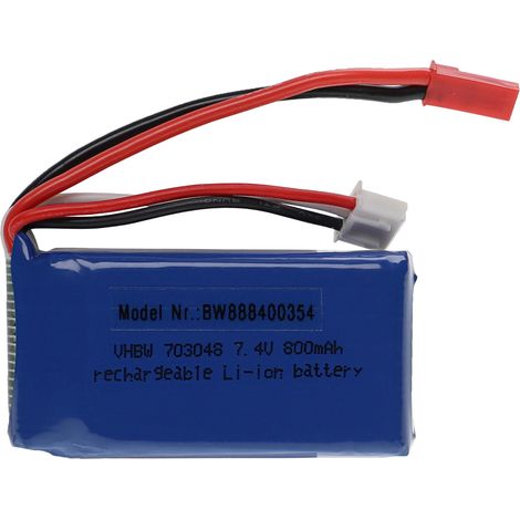 vhbw batteria con BEC per modellismo per es. macchine da corsa, elicotteri, aerei (800mAh, 7,4V, Li-Poly, 56 x 30 x 15 mm) (1/3)