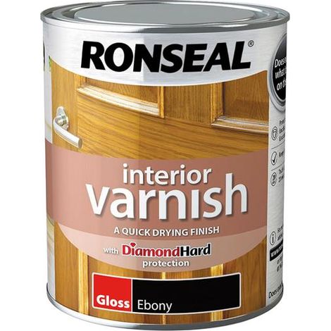 Ronseal 39420 Interior Varnish Quick Dry Gloss Ebony 750ml RSLIVGEB750