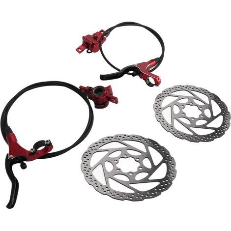 Kit de freins à disque pour VTT : silencieux, refroidissement rapide, disques en alliage d'aluminium (rouge). (1/5)