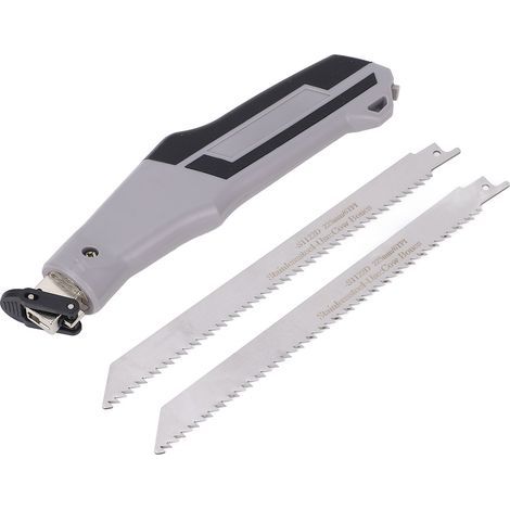 Mini-Säbelsägen-Set, 2 feinzahnige Sägeblätter und komfortabler Griff zum Beschneiden und Schneiden von Kunststoffrohren für Trockenbauwände (1/5)