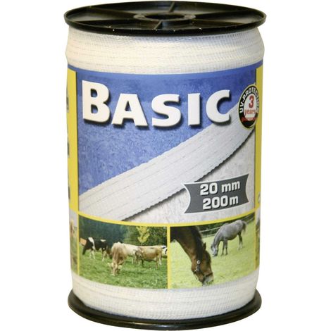 BANDA PER RECINTI ELETTRICI H 20 mm, bobina 200 mt - Colore Bianco