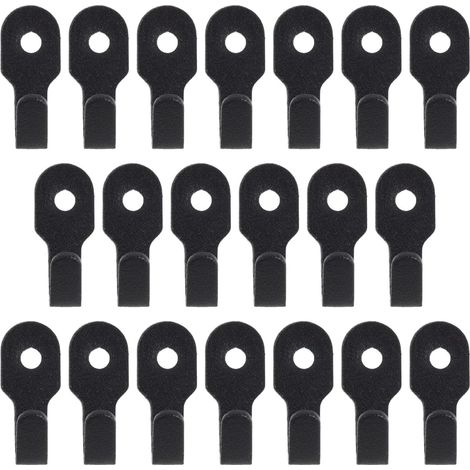 Mini crochets muraux en acier inoxydable, 20 pièces, noirs, avec vis (1/4)