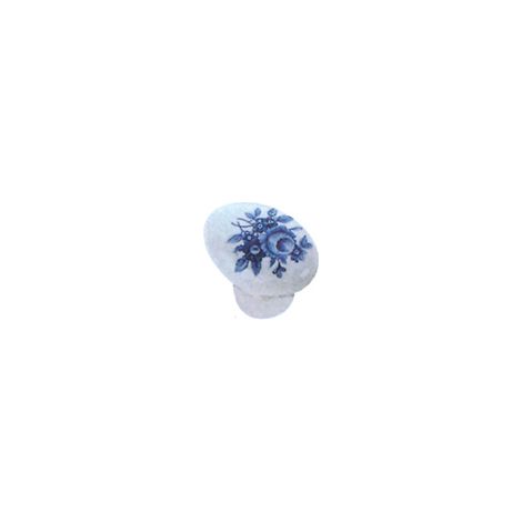 Pomolo in porcellana ovale - 33 x 24 mm. - bianco