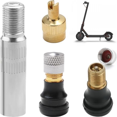 2 PCS Valve d'air de Pneu sous Vide Compatible avec Trottinette M365, Pro, 1S, Pro2, Max G30 avec Adaptateur d'Extension de Valve et Fonction Anti-Fuite, Kit de 2 Valves Tubeless (1/5)