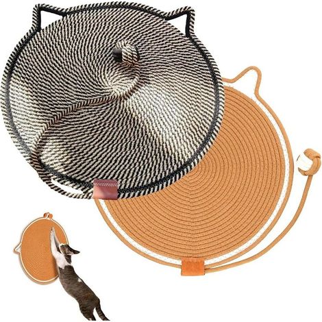 Lot de 2 tapis griffoirs pour chat en corde de coton naturel de 42 cm,tapis à griffer ronds et horizontaux pour chat,protection de meubles pour mur,canapé,tapis,canapé (deux couleurs) (1/5)